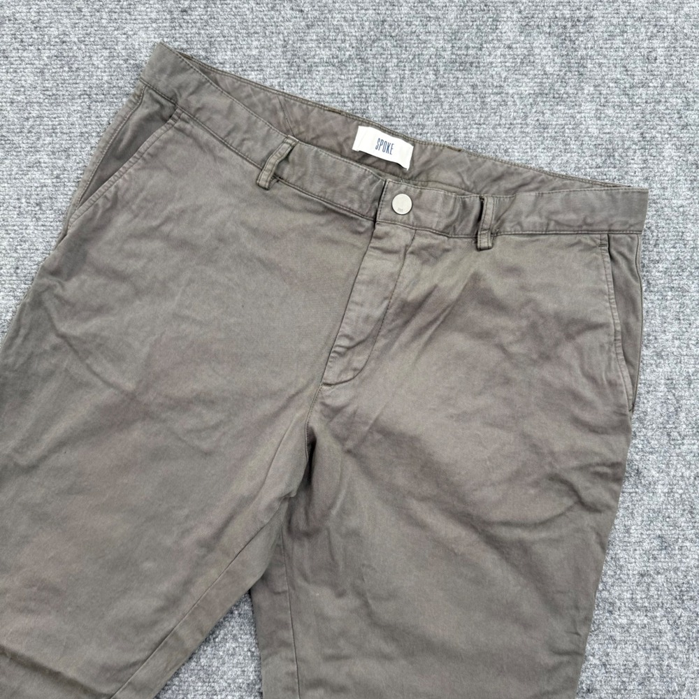 SPOKE Men's Chino Pants Waist 36 Regular Fit Cotton Blend Brown